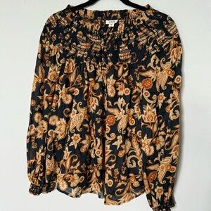 a.n.a Black and Brown long sleeve Paisley Women's Top